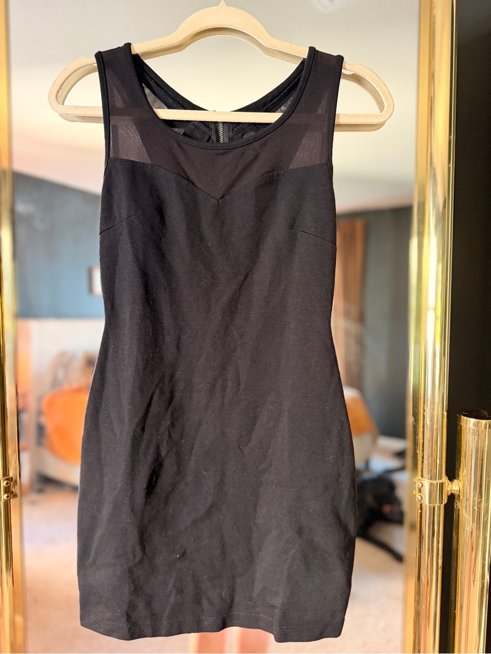 Guess Black Mesh-Accent Tank Dress